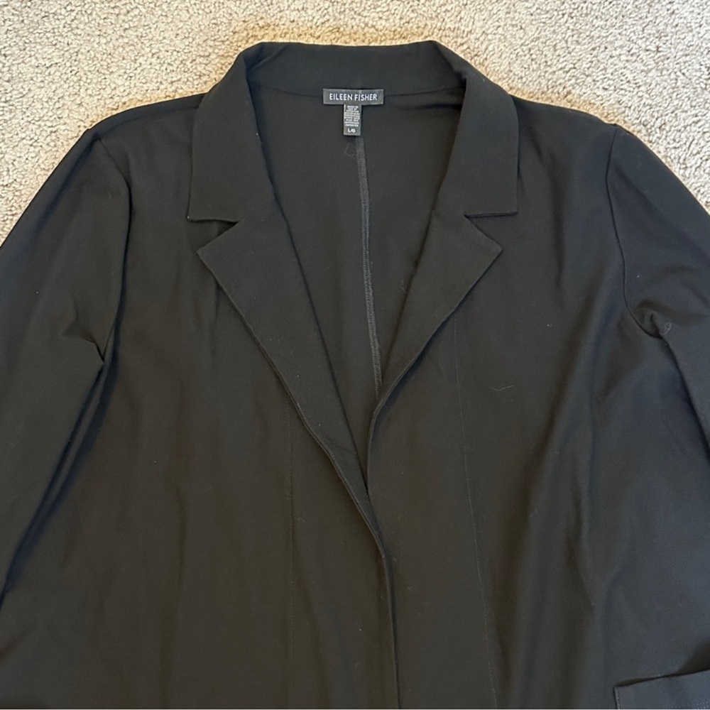 Eileen Fisher Classic Black Open Front Blazer - Picture 4 of 8